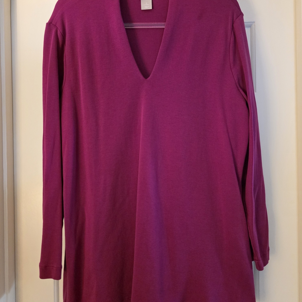 Chico's Pima Cotton Tunic in Raspberry Shade
